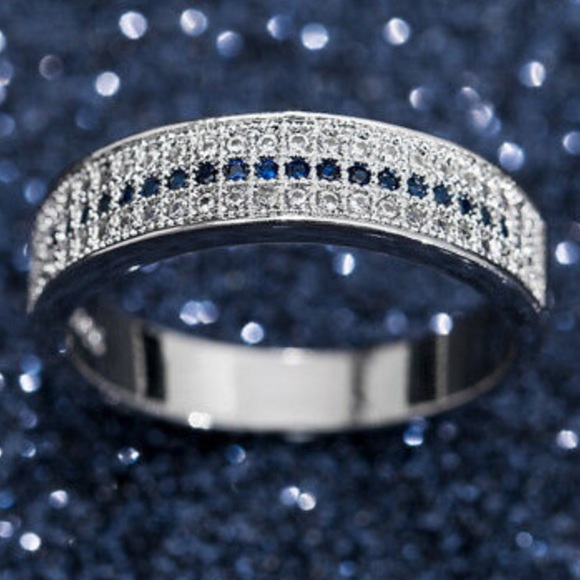 New 925 Sterling silver round shape blue sapphire Ring - Picture 6 of 9